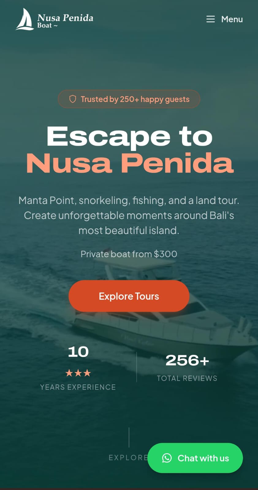 The tour site on mobile